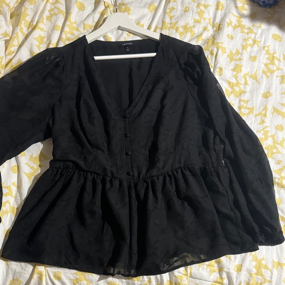 Torrid Black V-Neck Blouse